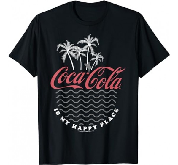 Coca Cola Is My Happy Place Beach Line Art Logo T-Shirt Coca Cola Is My Happy Place Beach Line Art Logo T-Shirt